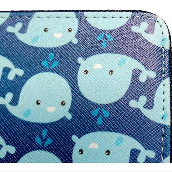 NWT Whale Print Heimish Atlantic Fashion Blue Zip Around Wallet Blue Sea Theme - Picture 5 of 12